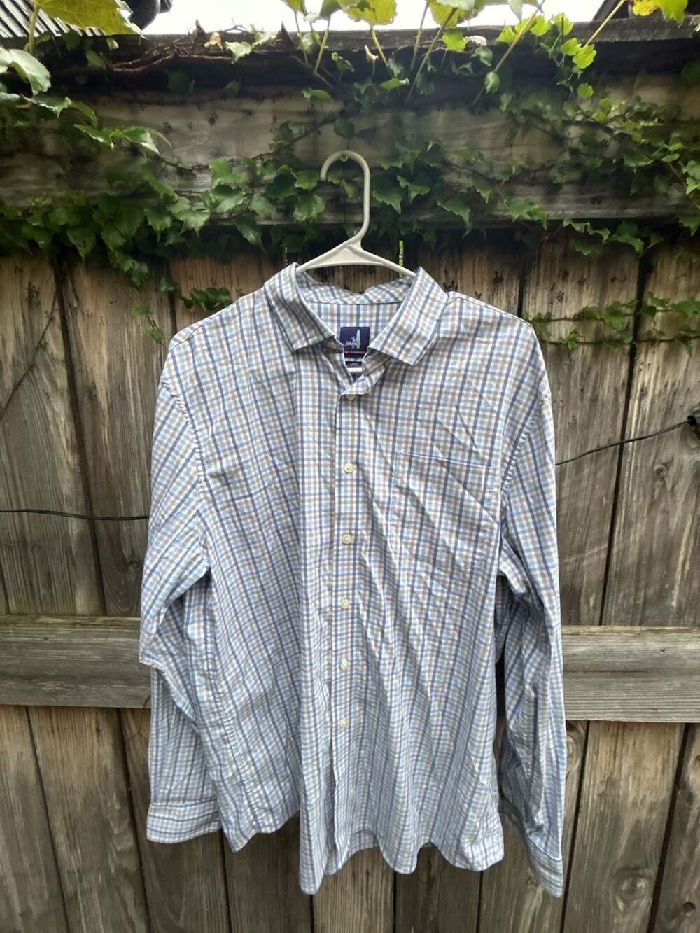 Johnnie-O Prep-Formance Long Sleeve Button Down Shirt Size Large Blue Plaid